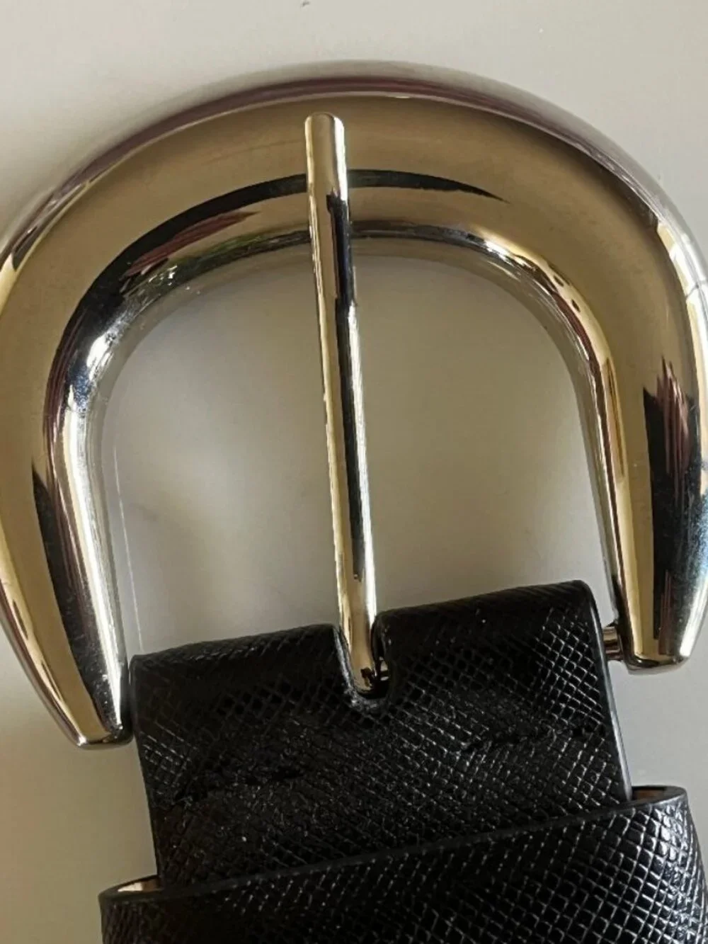 Adrienne Vittadini Black Faux Leather Belt with Elastic Back & Silver Buckle